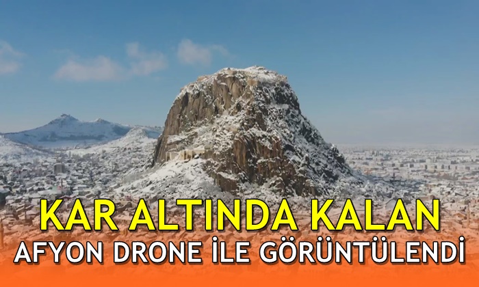 Kar altında kalan Afyon drone ile görüntülendi