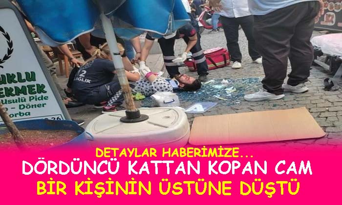 (Özel) Dördüncü Kattan Kopan Cam Vatandaşın Üzeri̇ne Düştü