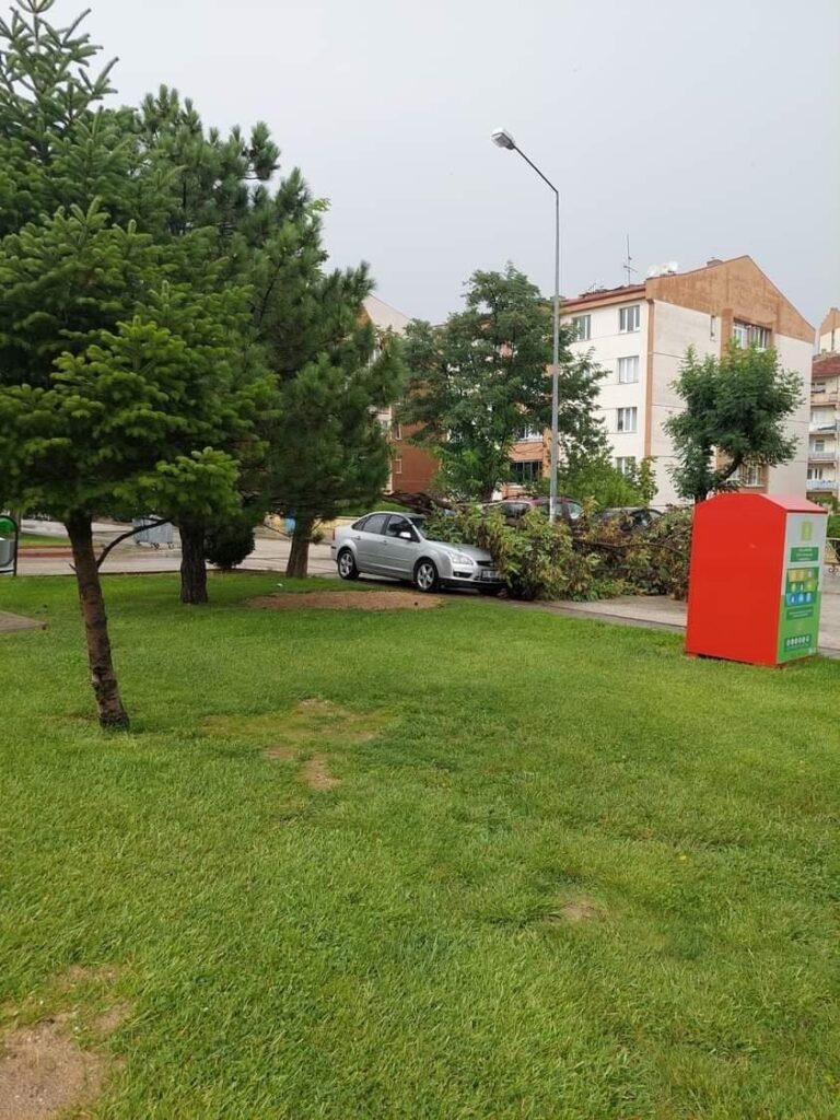 Kuvvetli̇ Rüzgar Nedeni̇yle Park Hali̇ndeki̇ Otomobi̇li̇n Üzeri̇ne Ağaç Devri̇ldi̇