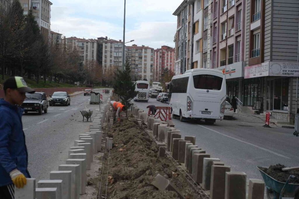 Dumlupınar Bulvarında Refüj Çalışması