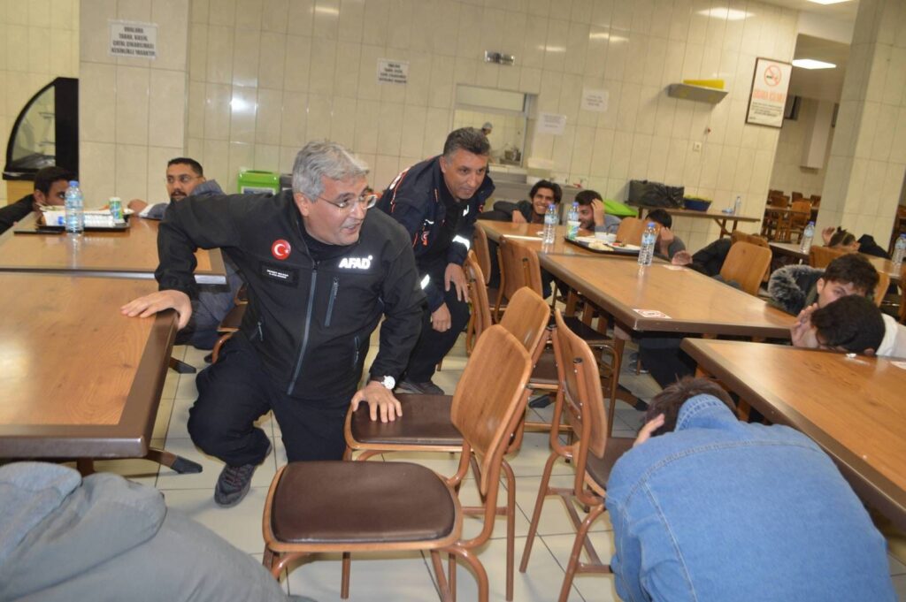 Öğrenci̇lere Yöneli̇k ‘Deprem Anı, Çök Kapan Tutun Ve Tahli̇ye Tatbi̇katı Yapıldı