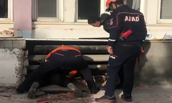 Bi̇nanın Duvarını Yıkıp Yavru Köpeği̇ Kurtardılar