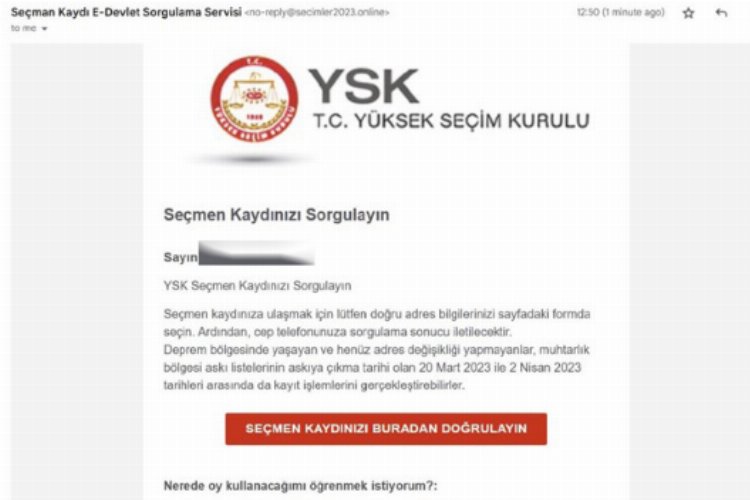 ‘Sorgulayın’ e-postasına dikkat!