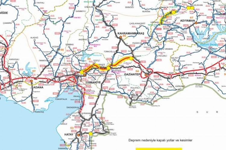 Karayolları’ndan alternatif güzergahlara ilişkin harita
